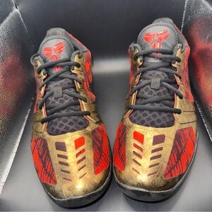 Size 11.5 - Nike KB Mentality Black Gold Red, 704942-008, Clean, No Box, Flaws